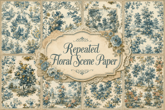 Creating Endless Botanical Landscapes with Repeated Floral Scene Paper