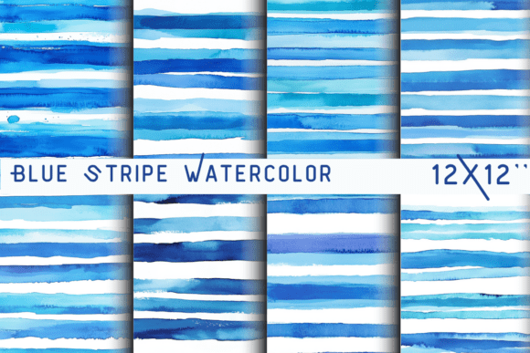 Elevating Digital Design with Blue Stripe Watercolor Backgrounds