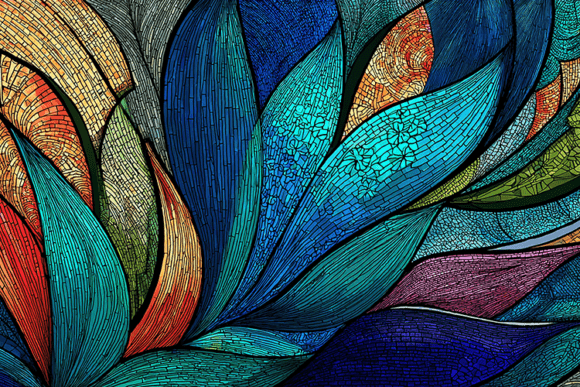 Elevating Digital Design with the Colorful Abstract Leaf Mosaic Background