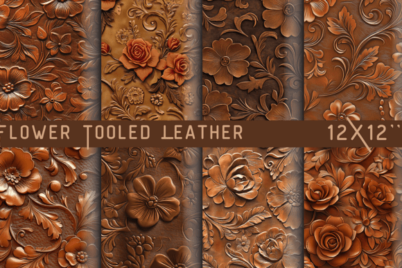 Flower Tooled Leather Western Background: Blending Rustic Craftsmanship with Digital Design