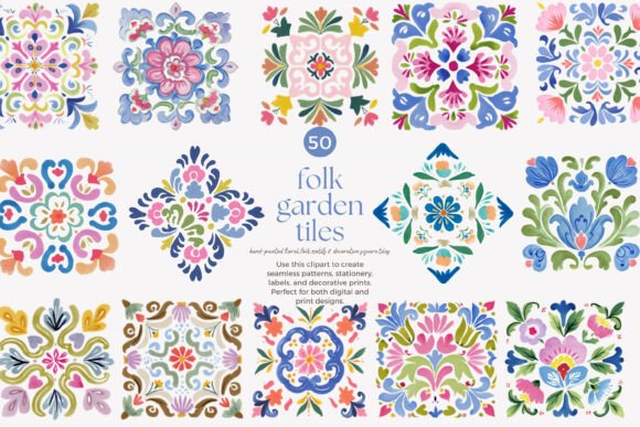 Folk Garden Watercolor Tiles Set Guide