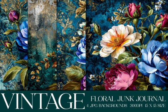 Junk Journal Floral Backgrounds S25