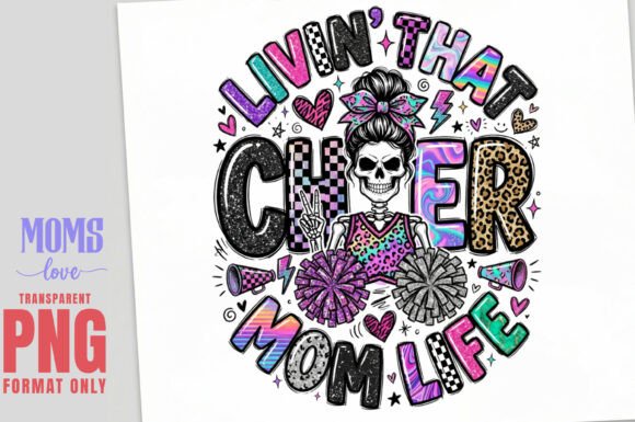 LIVIN THAT CHEER MOM LIFE Sublimation: A Bold Design for Spooky Season Spirit