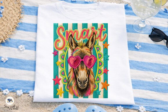 Smart Donkey Striped Preppy PNG Design