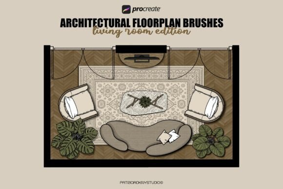 Streamlining Interior Design with Procreate Living Room Floor Plan Brushes
