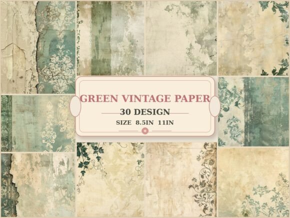 Vintage Green Grunge Digital Paper Guide