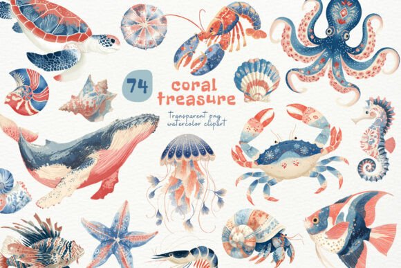 Watercolor Coral Treasure PNG Clipart Guide